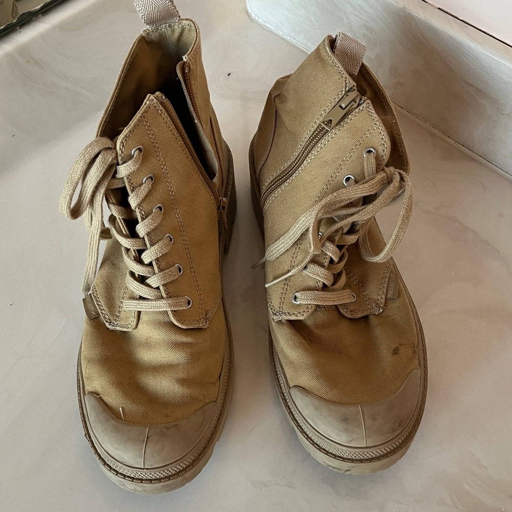 Palladium Women's Tan Combat Boots - Picture 4 of 12